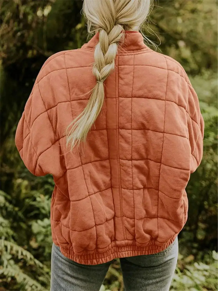 Damen Winter Steppjacke mit Reißverschluss Steppmuster und Seitentaschen