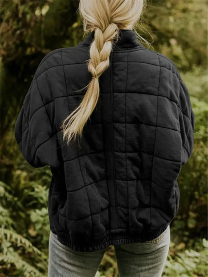 Damen Winter Steppjacke mit Reißverschluss Steppmuster und Seitentaschen