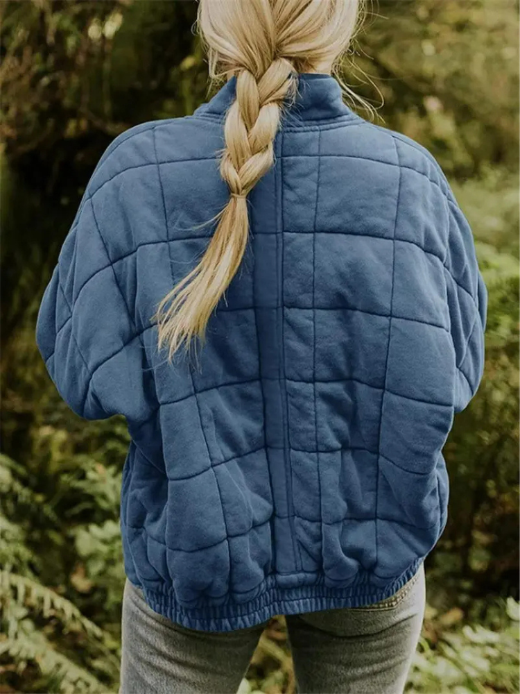 Damen Winter Steppjacke mit Reißverschluss Steppmuster und Seitentaschen