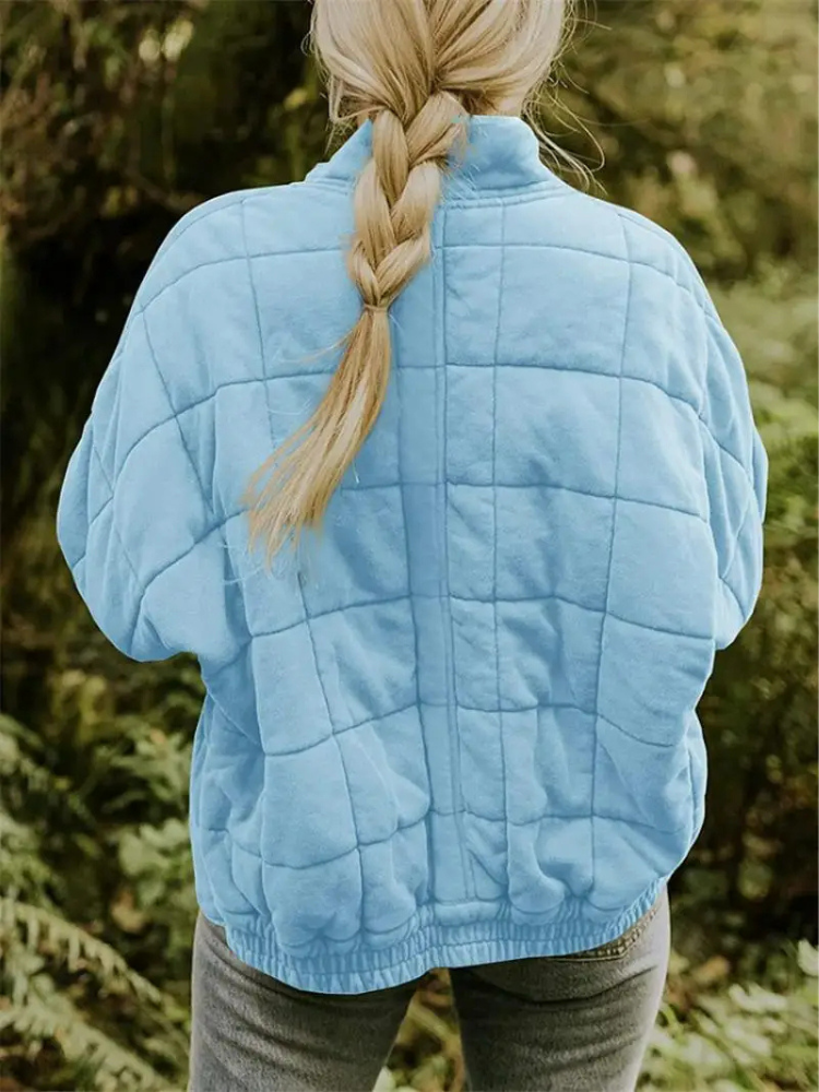 Damen Winter Steppjacke mit Reißverschluss Steppmuster und Seitentaschen