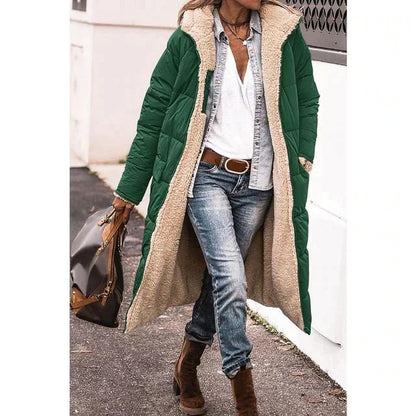 Lange Sherpa-gefütterte Pufferjacke mit abnehmbarer Kapuze | Ideal für den Winter