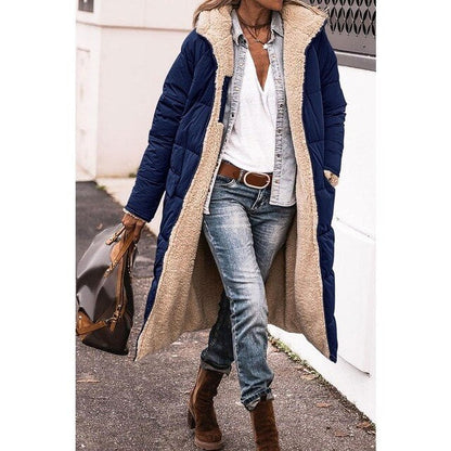 Lange Sherpa-gefütterte Pufferjacke mit abnehmbarer Kapuze | Ideal für den Winter