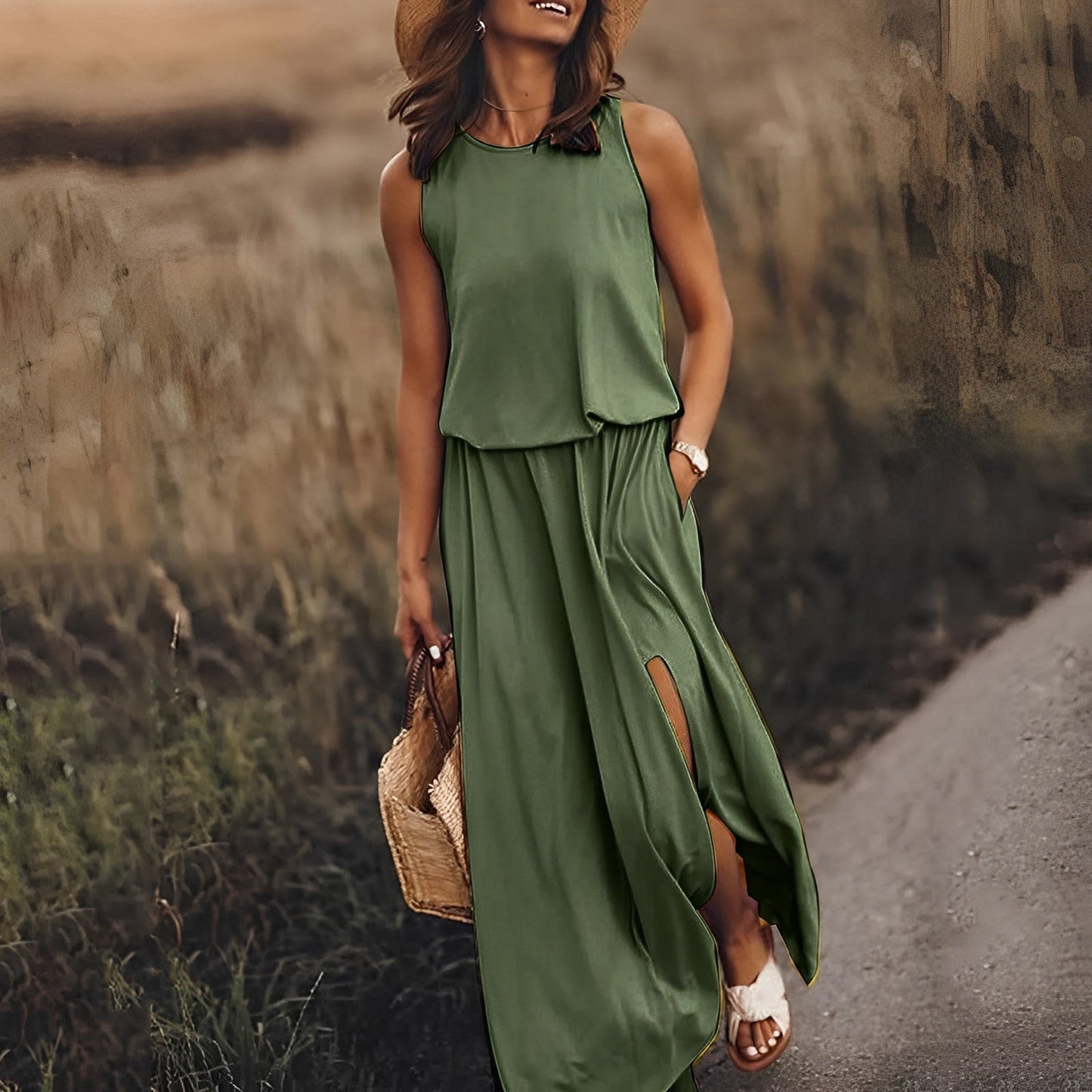 Ärmelloses Maxikleid im Retro-Stil | Perfekt für Frühling & Sommer