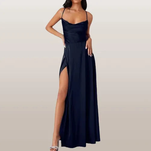 Ärmelloses Seiden-Maxikleid mit Fließendem Design I Ideal für Frühling und Sommer