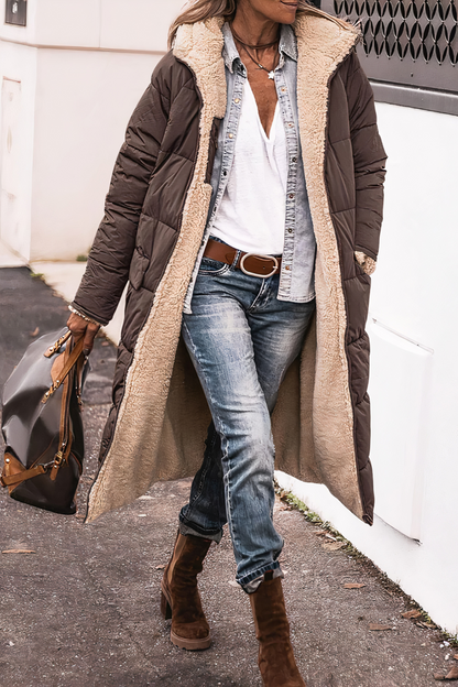 Damen Winter Parka Lang Heizfunktion und Abdeckung bis Oberschenkel