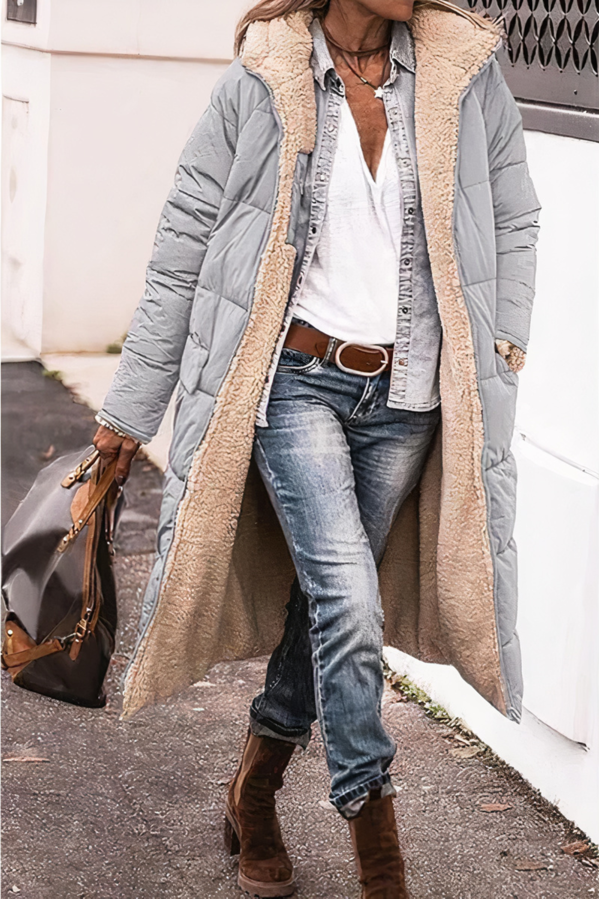 Damen Winter Parka Lang Heizfunktion und Abdeckung bis Oberschenkel