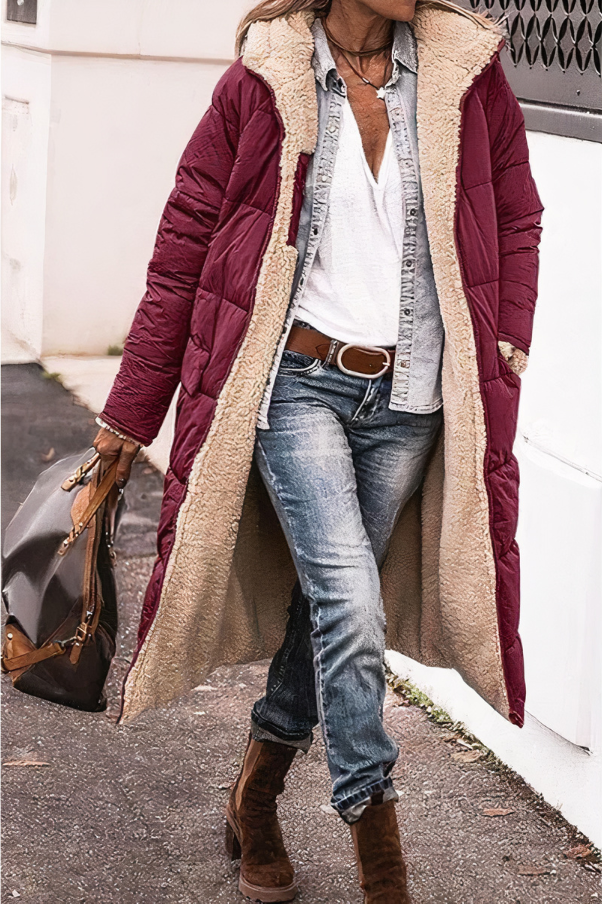 Damen Winter Parka Lang Heizfunktion und Abdeckung bis Oberschenkel