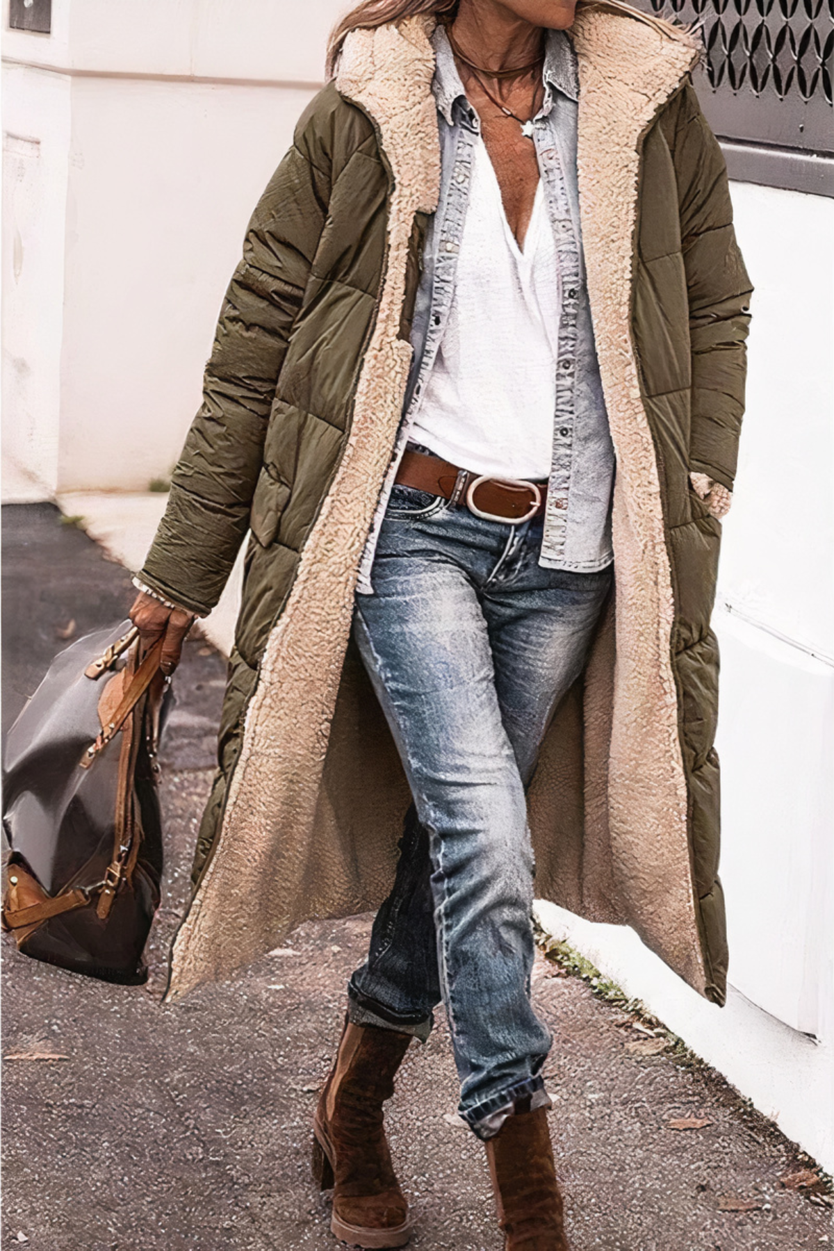 Damen Winter Parka Lang Heizfunktion und Abdeckung bis Oberschenkel