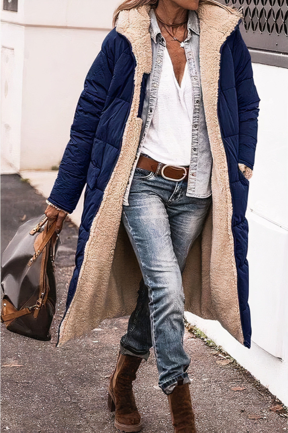 Damen Winter Parka Lang Heizfunktion und Abdeckung bis Oberschenkel