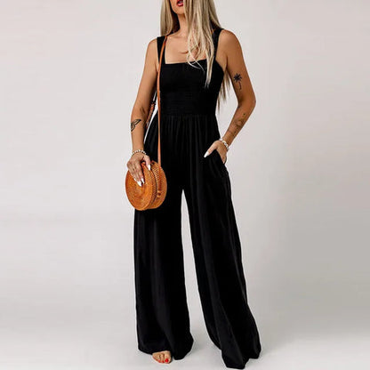 Ein-Schulter Sommer Jumpsuit – Ärmellos, Weit geschnitten, Leicht & Bedruckt – Ideal für warme Tage