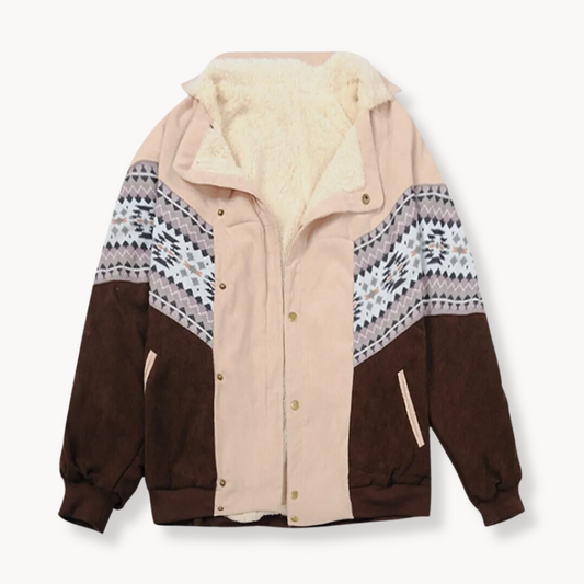 Aztekenmuster Jacke mit offenem Schnitt und langen Ärmeln | Ideal für Frühling, Herbst und Winter