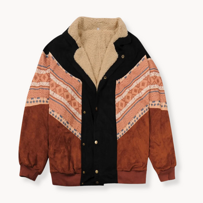 Aztekenmuster Jacke mit offenem Schnitt und langen Ärmeln | Ideal für Frühling, Herbst und Winter