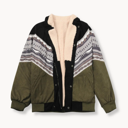 Aztekenmuster Jacke mit offenem Schnitt und langen Ärmeln | Ideal für Frühling, Herbst und Winter