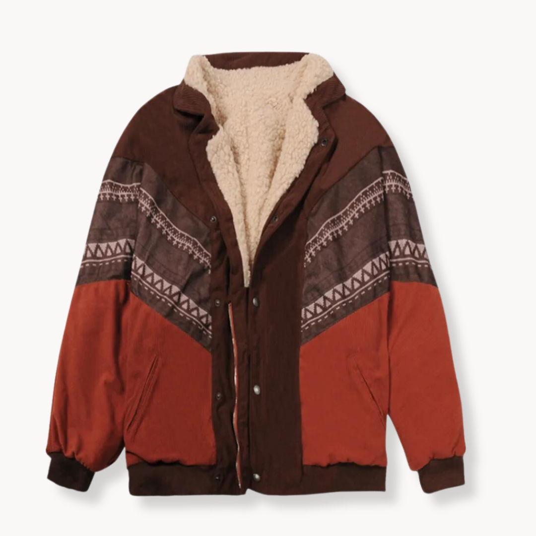 Aztekenmuster Jacke mit offenem Schnitt und langen Ärmeln | Ideal für Frühling, Herbst und Winter