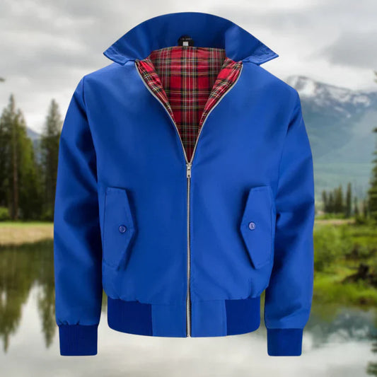 Harrington-Jacke für Herren mit Tartan-Futter, Reißverschluss & gerippten Bündchen | Ideal für Frühling & Herbst