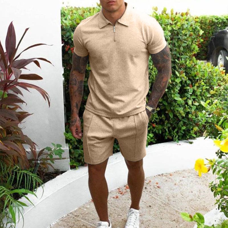 Zip Streetwear Set mit Shirt & Shorts – Atmungsaktiv & Bequem - Ideal für den Sommer