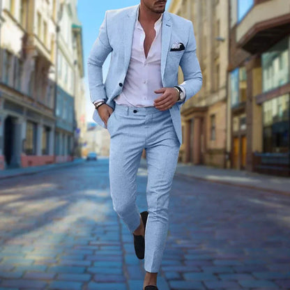 Herren Zweiteiliger Anzug für Hochzeitsgäste mit Slim-Fit-Sakko