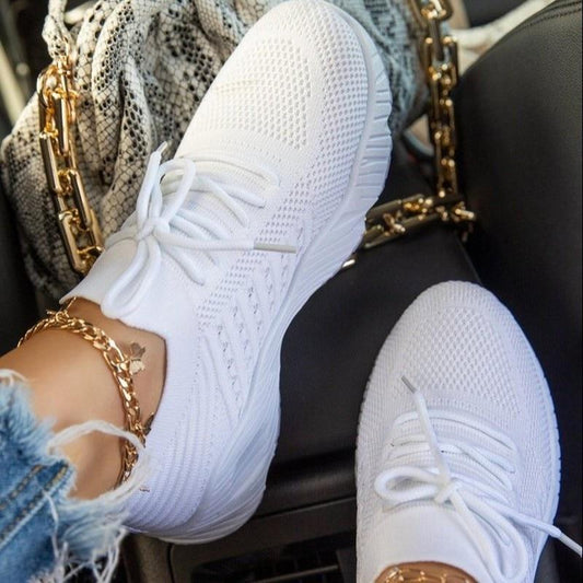 Damen Atmungsaktive Leichte Sneakers Mit Rutschfester Sohle Und Schnürverschluss