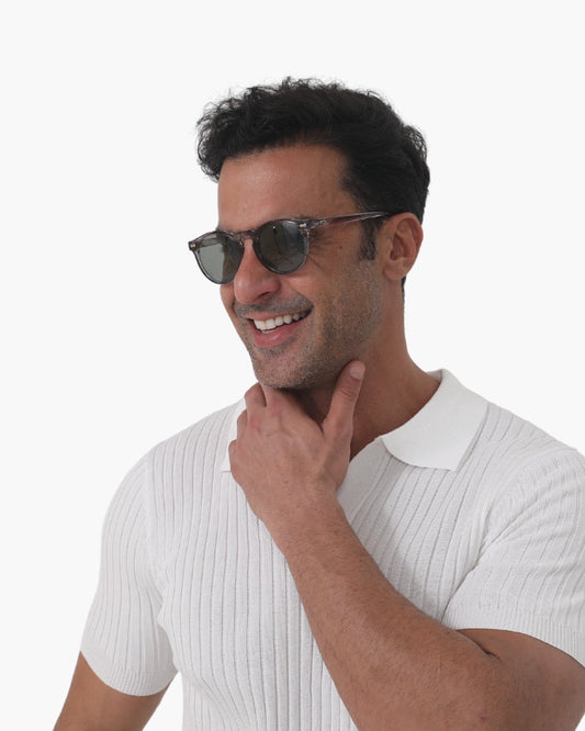 Herren-Sonnenbrille mit polarisierten Gläsern, UV-Schutz und rechteckigem Rahmen