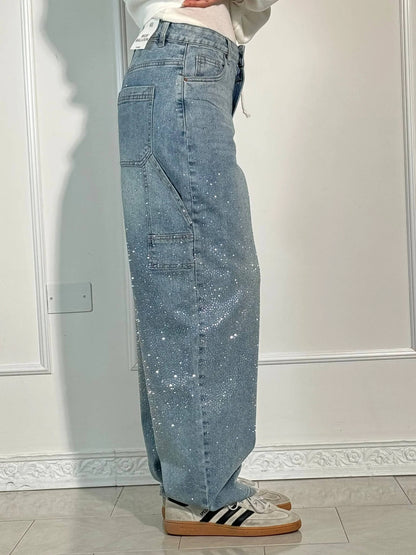 Weite Ballon-Jeans mit Strass-Details | Ideal für Frühling & Herbst