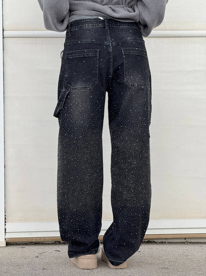Weite Ballon-Jeans mit Strass-Details | Ideal für Frühling & Herbst