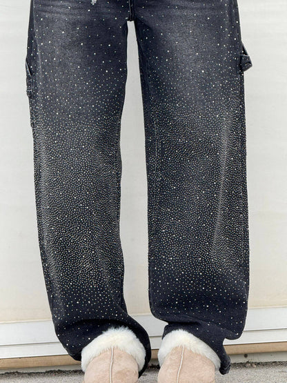 Weite Ballon-Jeans mit Strass-Details | Ideal für Frühling & Herbst