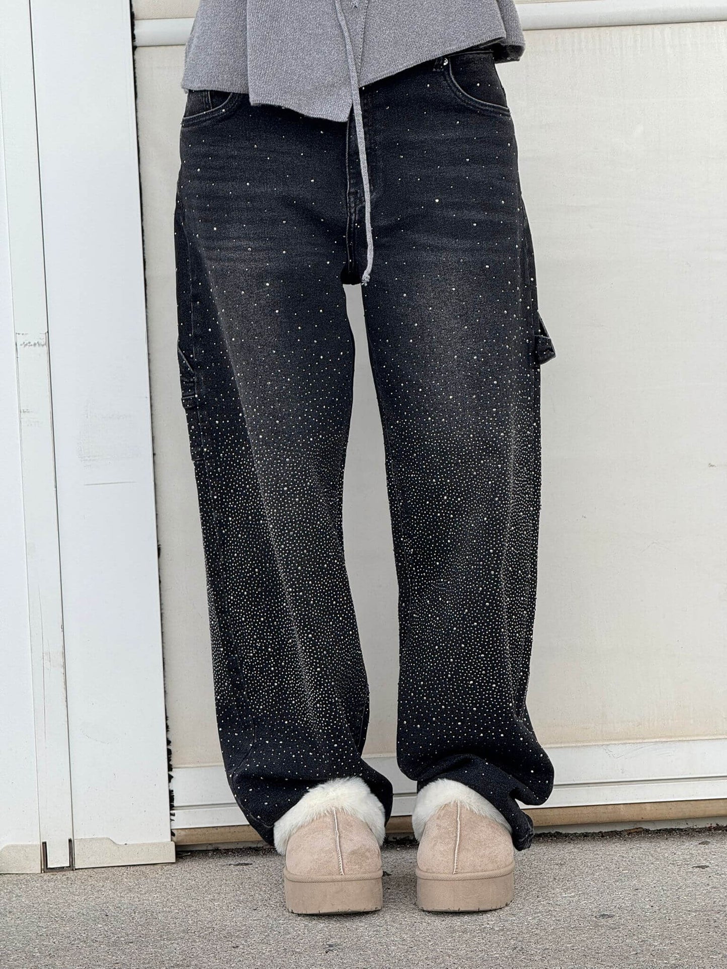 Weite Ballon-Jeans mit Strass-Details | Ideal für Frühling & Herbst