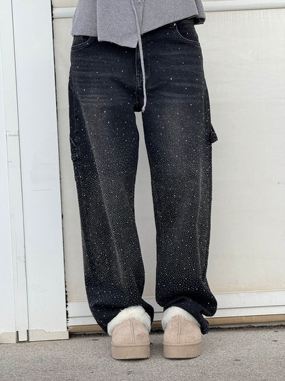 Weite Ballon-Jeans mit Strass-Details | Ideal für Frühling & Herbst