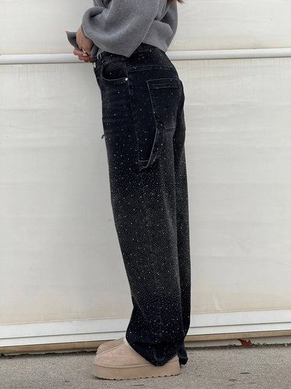 Weite Ballon-Jeans mit Strass-Details | Ideal für Frühling & Herbst