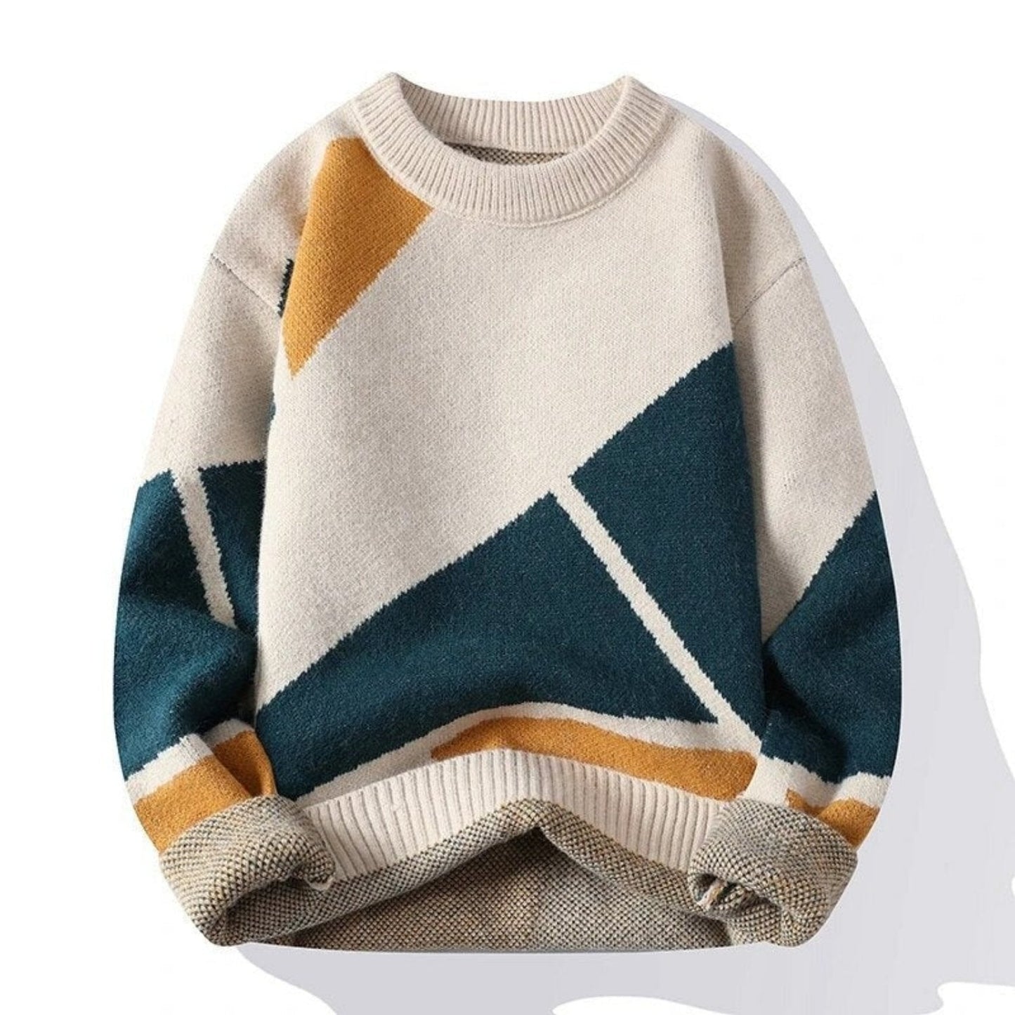 Herrenpullover mit regulärer Passform, Printmuster und langen Ärmeln