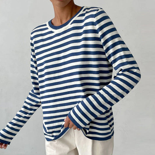 Gestreifter Strickpullover aus weicher Baumwollmischung | Ideal für Herbst und Winter