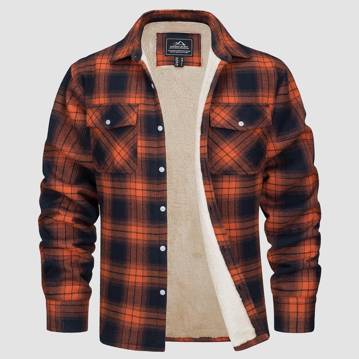 Gefütterte karierte Überhemdjacke mit Knopfverschluss und Seitentaschen | Ideal für Herbst/Frühjahr
