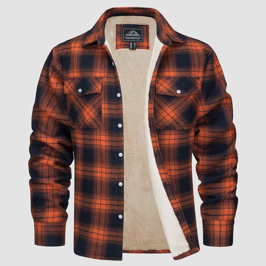 Gefütterte karierte Überhemdjacke mit Knopfverschluss und Seitentaschen | Ideal für Herbst/Frühjahr
