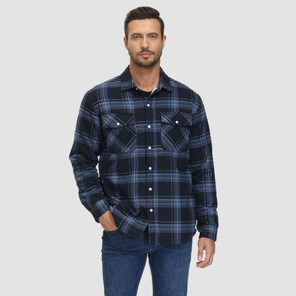 Gefütterte karierte Überhemdjacke mit Knopfverschluss und Seitentaschen | Ideal für Herbst/Frühjahr