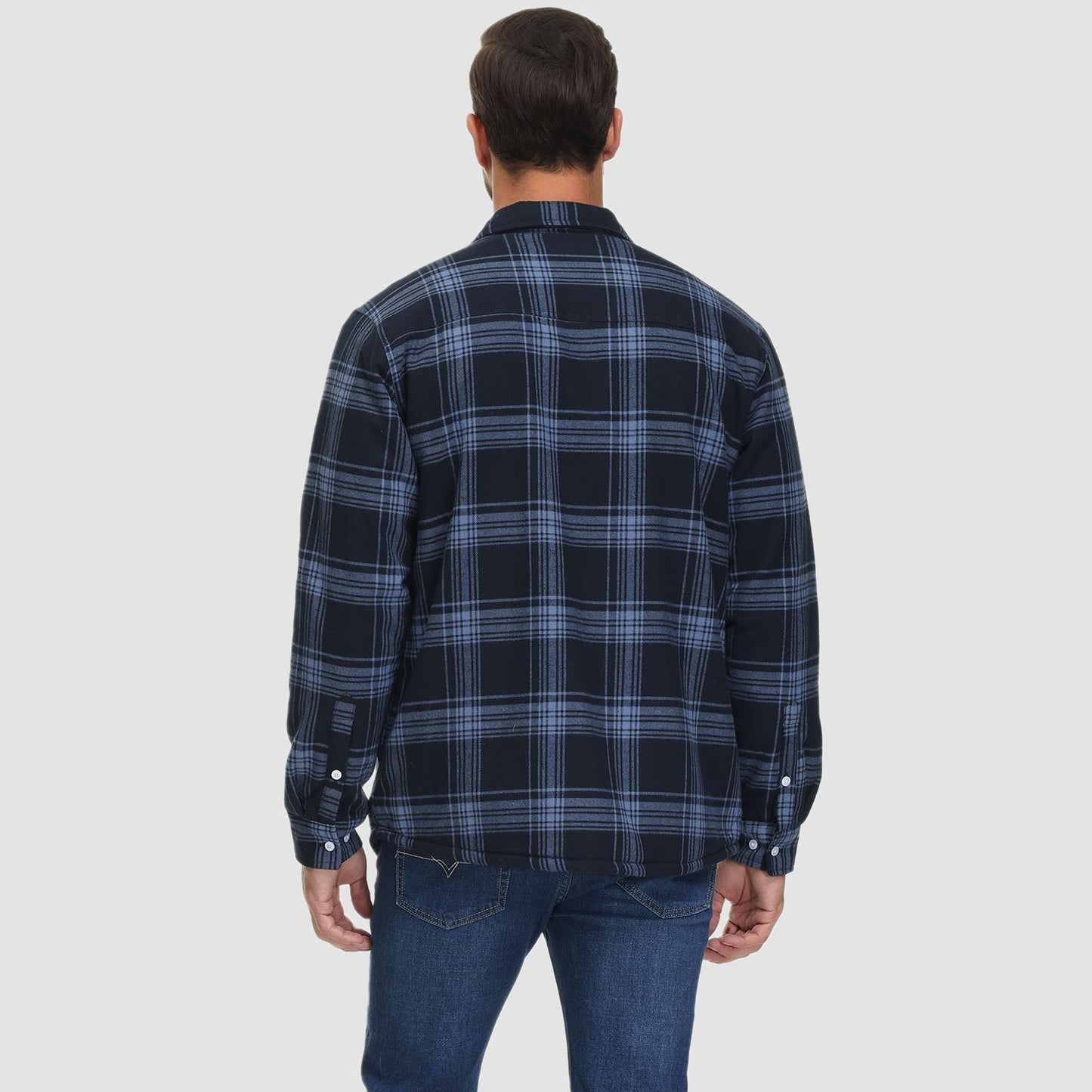 Gefütterte karierte Überhemdjacke mit Knopfverschluss und Seitentaschen | Ideal für Herbst/Frühjahr