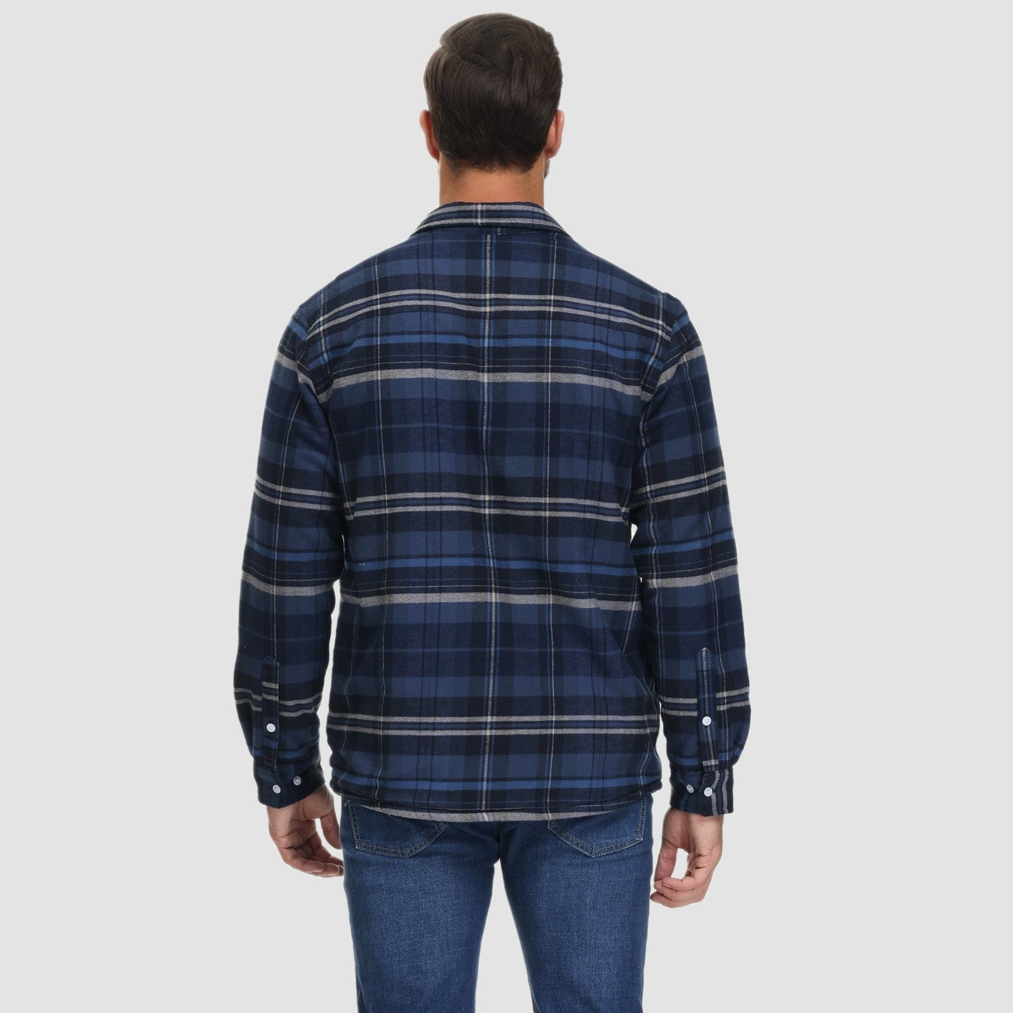 Gefütterte karierte Überhemdjacke mit Knopfverschluss und Seitentaschen | Ideal für Herbst/Frühjahr