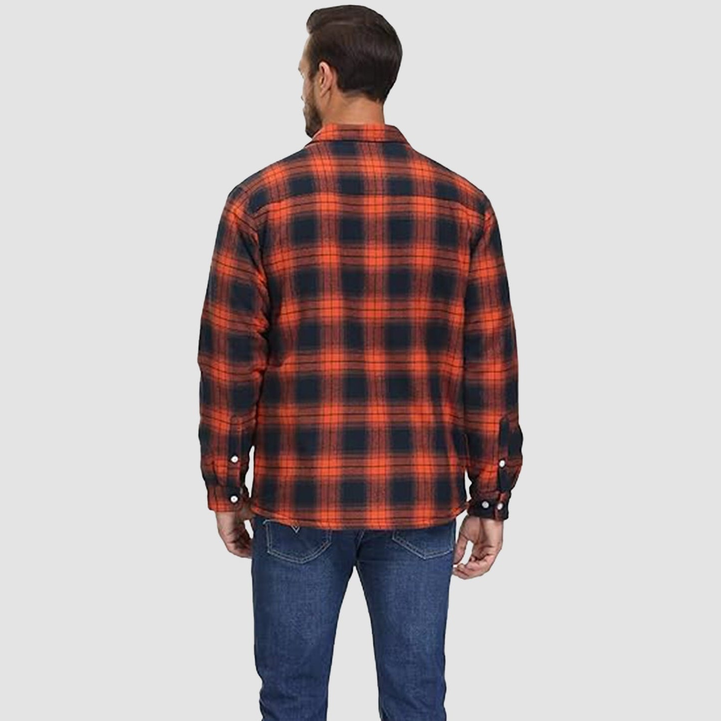 Gefütterte karierte Überhemdjacke mit Knopfverschluss und Seitentaschen | Ideal für Herbst/Frühjahr