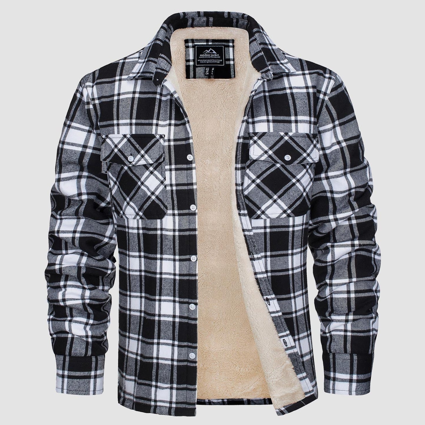 Gefütterte karierte Überhemdjacke mit Knopfverschluss und Seitentaschen | Ideal für Herbst/Frühjahr