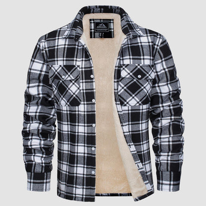 Gefütterte karierte Überhemdjacke mit Knopfverschluss und Seitentaschen | Ideal für Herbst/Frühjahr