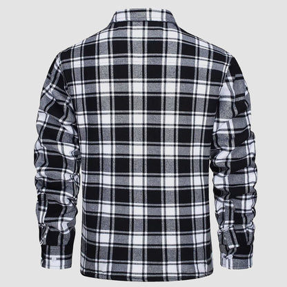 Gefütterte karierte Überhemdjacke mit Knopfverschluss und Seitentaschen | Ideal für Herbst/Frühjahr
