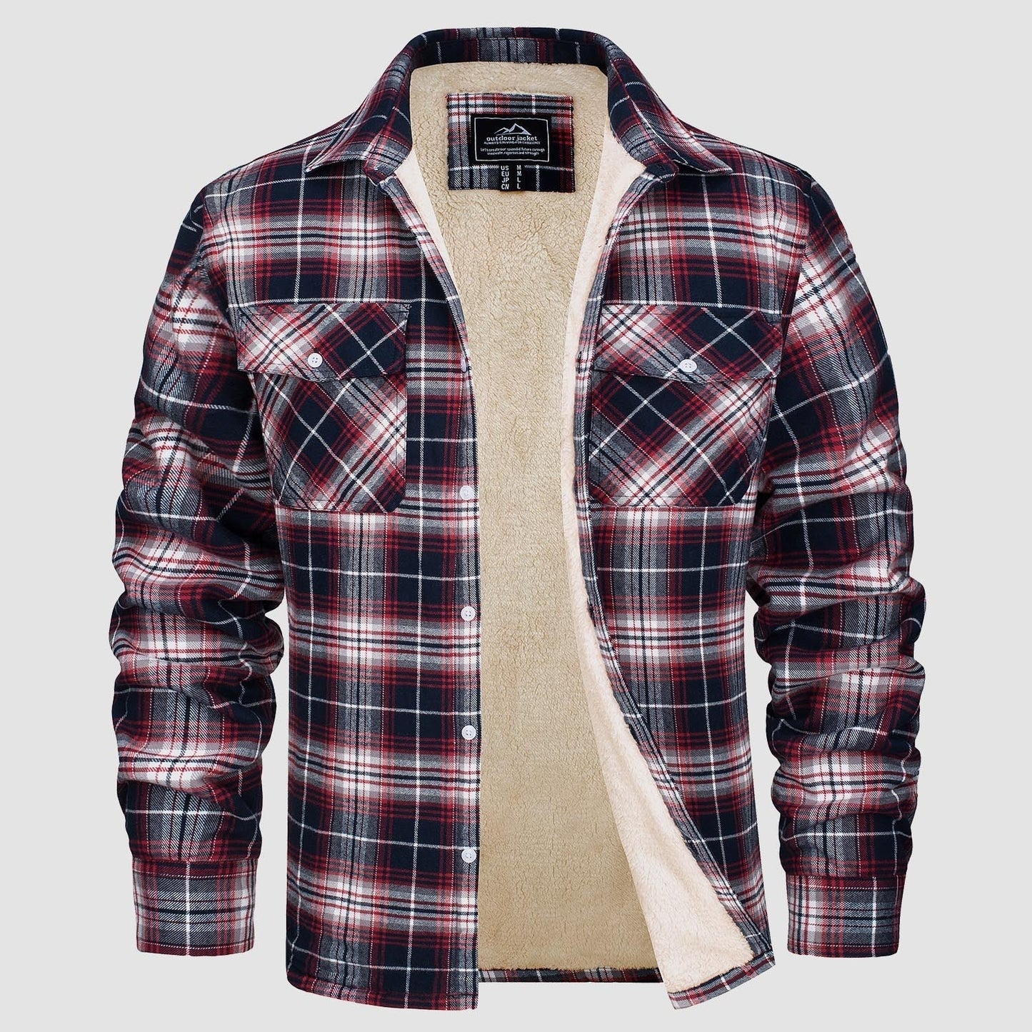 Gefütterte karierte Überhemdjacke mit Knopfverschluss und Seitentaschen | Ideal für Herbst/Frühjahr