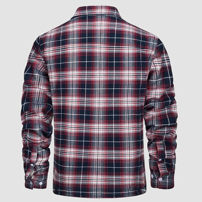 Gefütterte karierte Überhemdjacke mit Knopfverschluss und Seitentaschen | Ideal für Herbst/Frühjahr
