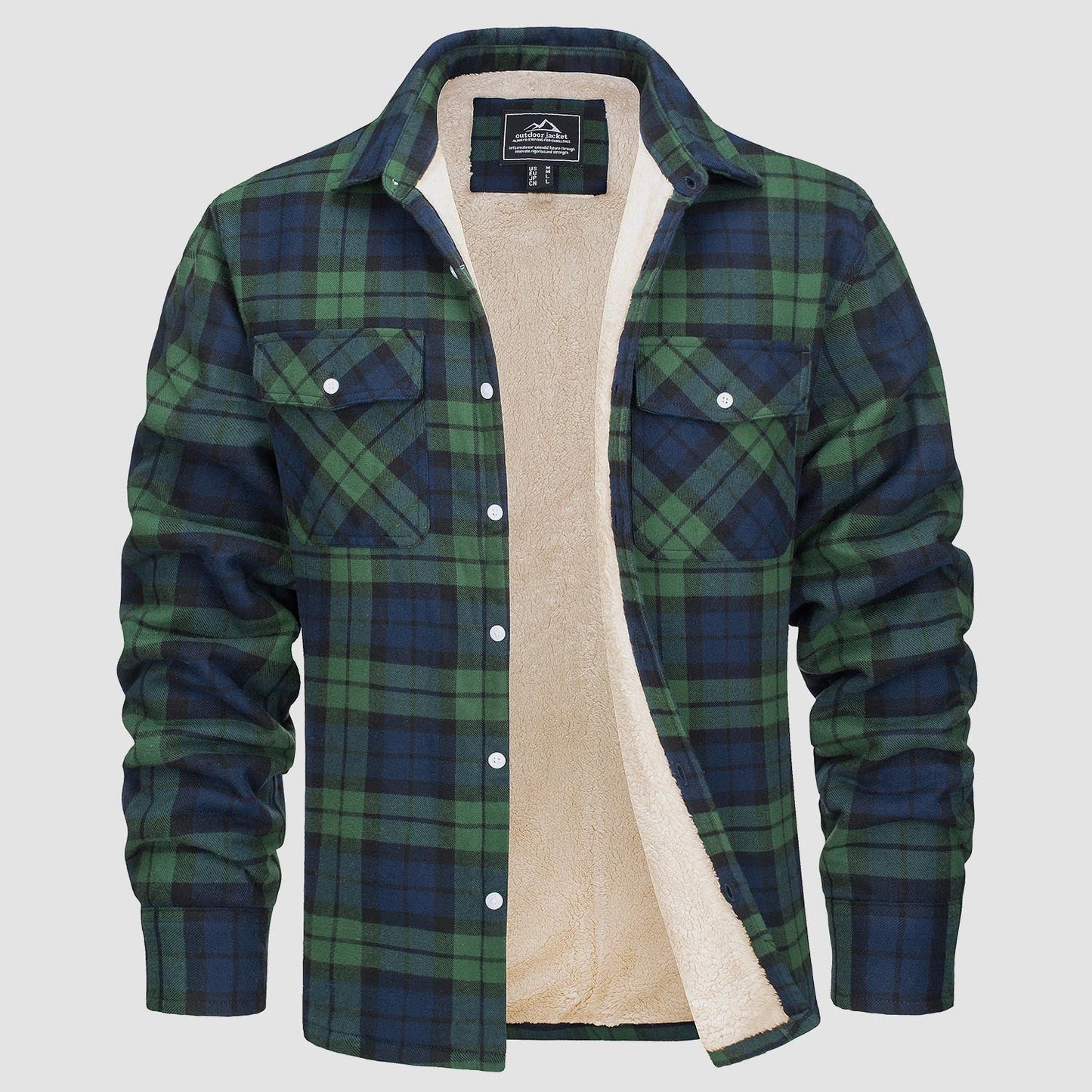 Gefütterte karierte Überhemdjacke mit Knopfverschluss und Seitentaschen | Ideal für Herbst/Frühjahr