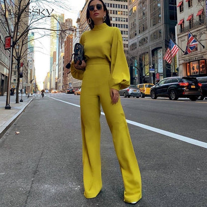Eleganter Jumpsuit mit Rollkragen und praktischen Seitentaschen- ideal für Herbst/Winter