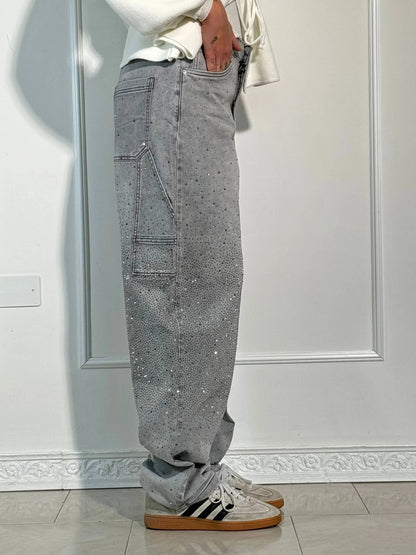 Weite Ballon-Jeans mit Strass-Details | Ideal für Frühling & Herbst