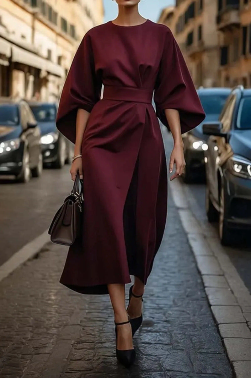 Kleid mit Langarm & Taillengürtel – Ideal für Herbst & Winter