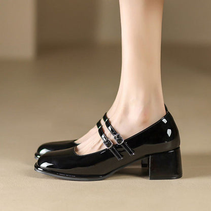 Weiche Leder-Chunky-Heels mit niedrigem Schnitt | Ideal für alle Jahreszeiten