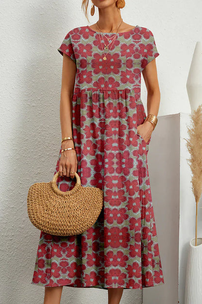 Ärmelloses bedrucktes Kleid mit Rundhalsausschnitt | Ideal für den Sommer