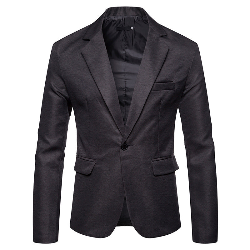 Schwarzes Herren-Sakko aus Baumwolle, einreihig mit Knopfverschluss, ideal für formelle Anlässe. Elegantes Design, klassischer Stil.