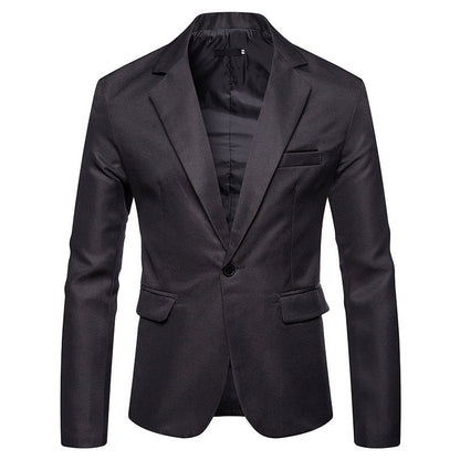 Schwarzes Herren-Sakko aus Baumwolle, einreihig mit Knopfverschluss, ideal für formelle Anlässe. Elegantes Design, klassischer Stil.